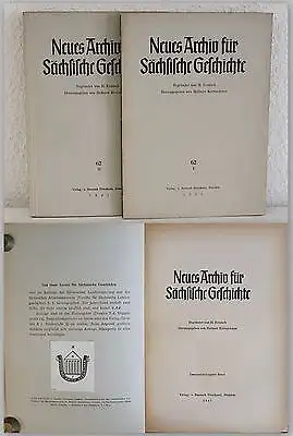 Kretzschmar Neues Archiv für Sächsische Geschichte Band 62 I+II 1941 Sachsen xz