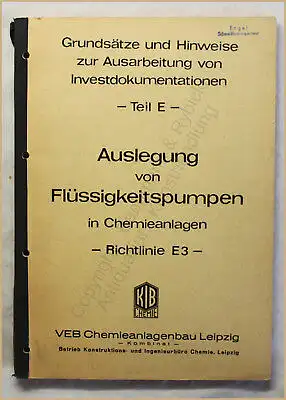 Hilsebein Auslegung von Flüssigkeitspumpen in Chemieanlagen 1970 Technik xy