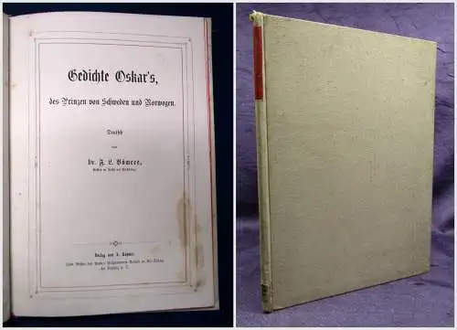 Bömers Gedichte Oskar des Prinzen von Schweden und Norwegen 1869 Belletristik sf