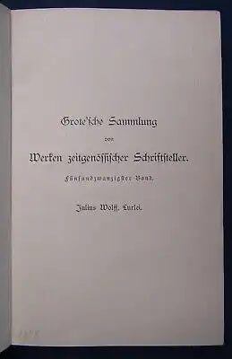 Wolff Lurlei Eine Romanze 1902 Belletristik Klassiker Sprache Literatur  js