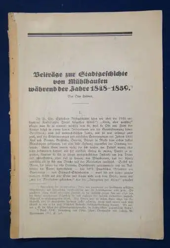 Hübner Beiträge zur Stadtgeschichte von Mühlhausenwährend 1848-1859, 1920  js