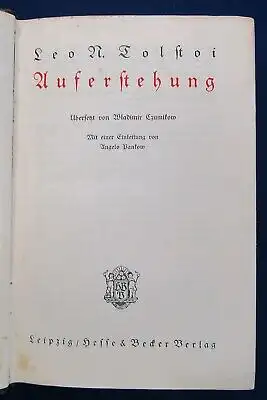 Leo Tolstoi Auferstehung ohne Jahr Belletristik Literatur Unterhaltung js