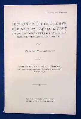 Wiedemann Beiträge zur Geschichte der Naturwissenschaften Bd. 41 1909  js