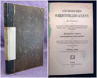 Haan Sächsisches Schriftsteller-Lexicon. Ein Verzeichnis 1870 Lexika sf