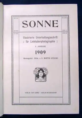 Kiesling Sonne ill. Unterhaltungsschrift Liebhaberphotographie 1909 5 Jg. js