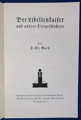 Mars Der Libellenkaiser und andere Tiergeschichten 1932 Tiergeschichten js