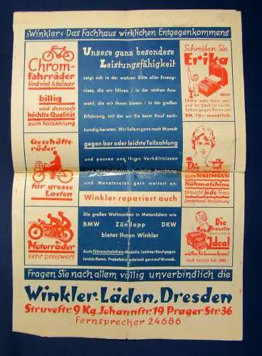 Orig. Prospekt Dresdner Naumann Fahrräder um 1930 Geschichte Sachsen sf