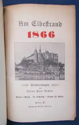 Richter Am Elbestrand 1866 Erinnerungen Ortskunde Landeskunde Reise 1906 js