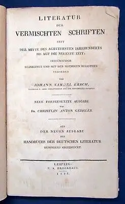Ersch Literatur der vermischten Schriften seit Mitte des 18. Jh. 1837 Lyrik  js
