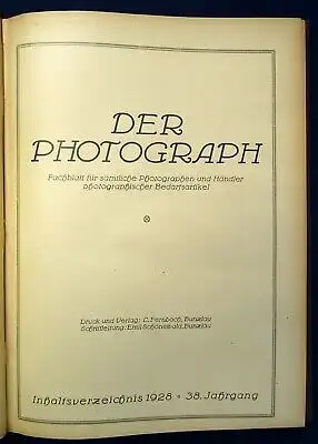 Der Photograph Fachblatt f. sämtliche Photographen u. Händler 1928 38.Jahrg. js