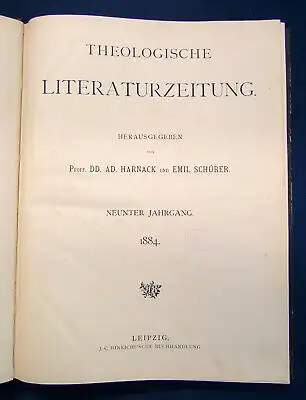 Harnack & Schürer Theologische Literaturzeitung 9. Jhg Nr. 26 1884 Religion sf