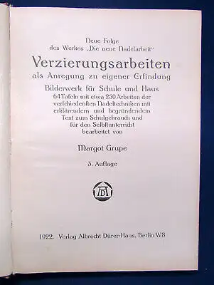 Grupe Neue Folge von Die neue Nadelarbeit " Verzierungsarbeiten" 1922 sf