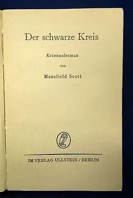 Scott Der schwarze Kreis um 1930 seltene deutsche Ausgabe Belletristik js
