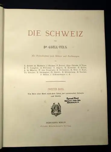 Fels Die Schweiz 2. Bd. apart Von Bern über Basel nach dem Osten um 1880 js