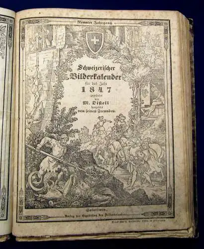 Disteli Sammlung 9 Schweizer Bilderkalender 1844-1847 Kalendarium Historisch js