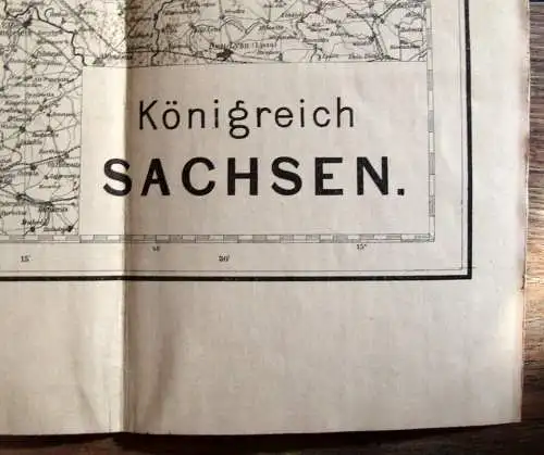 Spezialkarte von Sachsen mit Abgrenzung der Reichstagswahlkreise selten 1886 js