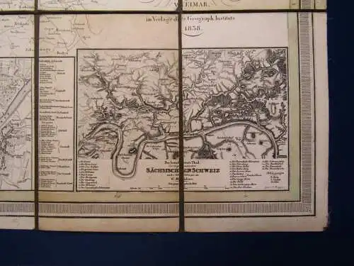C. F. Weiland Karte Das Königreich Sachsen 50x 66 cm 1858 Geographie js