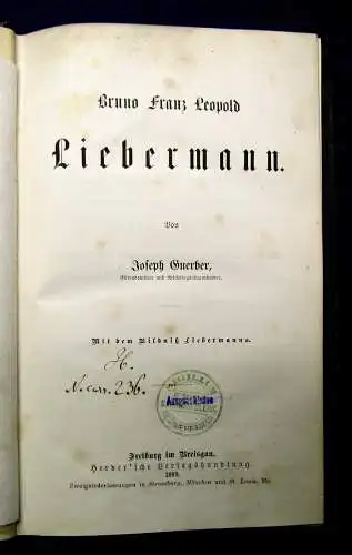 Guerber Bruno Franz Leopold Liebermann 1880 Geschichte Gesellschaft mb