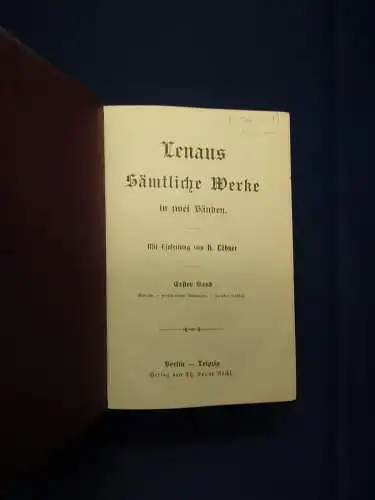 Lenaus Sämtliche Werke in zwei Bänden um 1900 Belletristik Klassiker mb