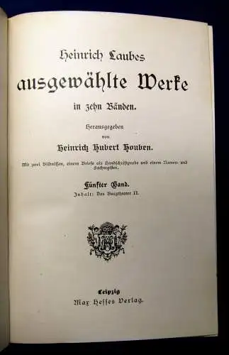 Houben Heinrich Laubes ausgewählte Werke 10 Bde. in 5 um 1900 js