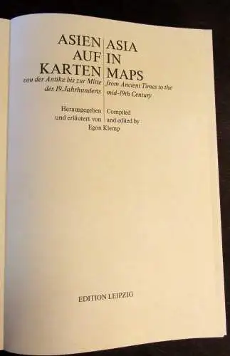 Klemp Egon Asien auf Karten 1989 Großfolio Asia in Maps Antike-19.Jhrt. j