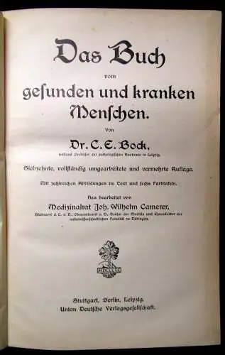 Bock Das Buch vom gesunden und kranken Menschen um 1900 js