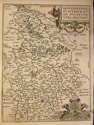 kolor. Kupferstichkarte Ortelius Braunsvicensis et Luneburgensis um 1590 sf