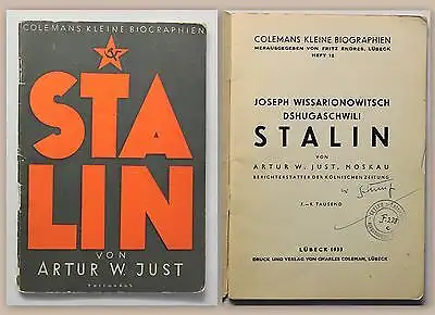 Colemans Kl. Biographien Heft 12 Just Stalin 1933 Geschichte Politik Diktator xz