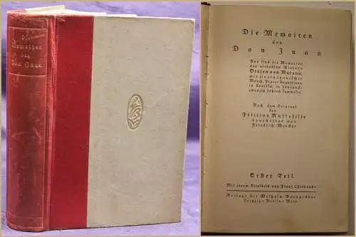 Wencker Die Memoiren des Don Juan 1910 Belletristik Klassiker Literatur sf