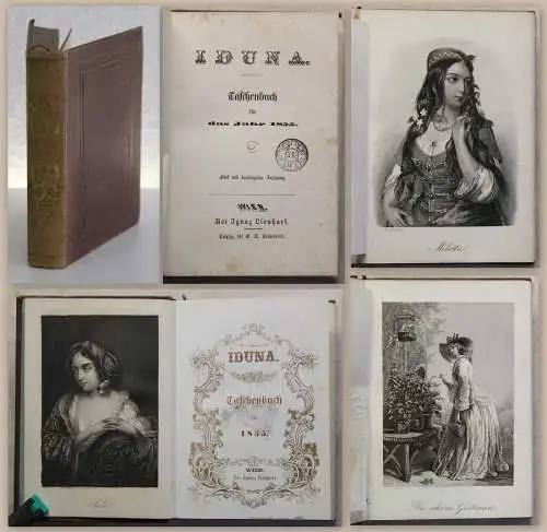 Iduna Taschenbuch für das Jahr 1855 mit Stahlstichen Gedichte Novelle Erzählung