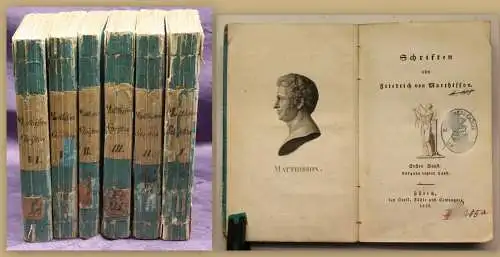 Schrfiten von Friedrich von Matthisson 6 Bde von 8 1835 Bibliotheksausgabe sf