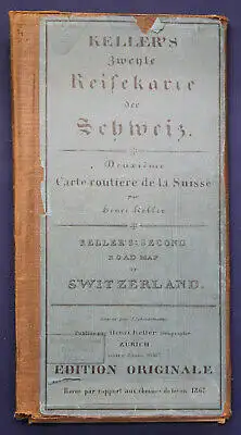 Original Keller's zweite Reisekarte der Schweiz 1867 Landeskunde Geografie sf