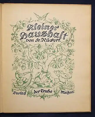 Rückert Kleiner Haushalt 1920 Geschichten Erzählungen Literatur Gedichte sf