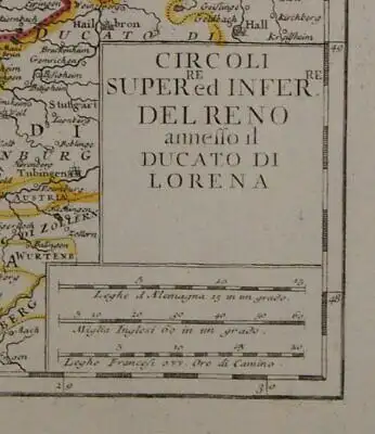 Orig. grenzkol. Kupferstichkarte "Circoli super ed infer. annessi" um 1750 sf