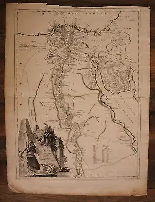 Orig. grenzkol. Kupferstichkarte "Carte de l'Egypte ancienne et moderne" 1779 sf