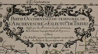 Orig. grenzkol. Kupferstichkarte "Partie Occidentale du Temporel" 1681 sf