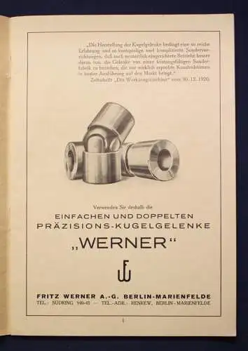 Original Prospekt Handbuch für Kugelgelenk - Antriebe um 1935 Technik js 