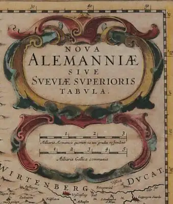 Orig. kol. Kupferstichkarte Jansson "Nova Alemannialsive Sueviae" um 1650 sf