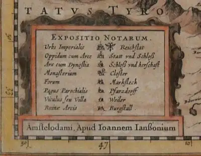 Orig. kol. Kupferstichkarte Jansson "Nova Alemannialsive Sueviae" um 1650 sf