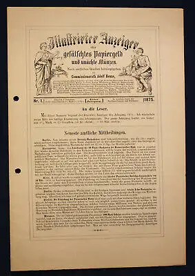 Henze Illustrierter Anzeiger über gefälschtes Papiergeld 6 Hefte 11. Jhg 1875 sf