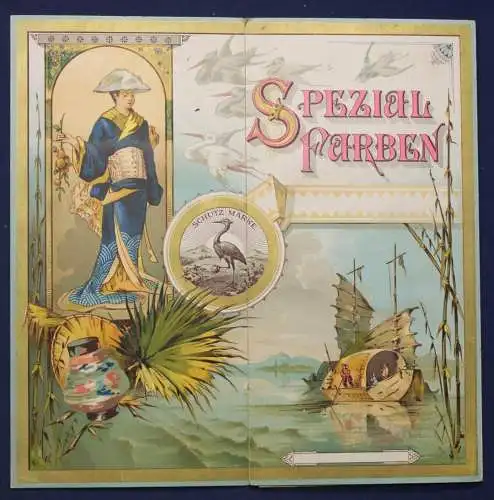 Original Prospekt Spezialfarben "Asiatisches Motiv" Farbkarte Maler Handwerk sf