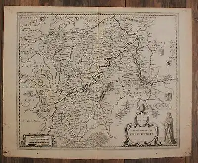Orig. Kupferstichkarte "Archiepiscopatus Trevirensis" um 1650 Deutschland sf