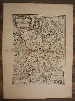 kol. Kupferstichkarte Jaillot "Partie orientale... de Mayence" 1700 Main sf