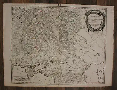 Orig. grenzkol. Kupferstichkarte von Vangondy "Südteil europ. Russland" 1752 sf
