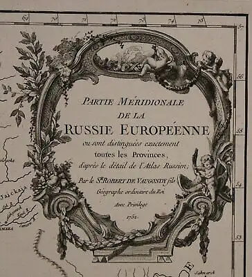 Orig. grenzkol. Kupferstichkarte von Vangondy "Südteil europ. Russland" 1752 sf