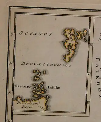 Orig. kol. Stahlstichkarte von Weigel "Insulae Britannicae Antiquae" um 1720 sf