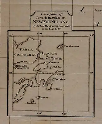 Orig. Kupferstichkarte "Charte der Insel Newfoundland & Teil Labrador" 1821 sf