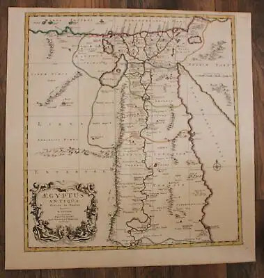 Orig. grenzkol. Kupferstichkarte von Sanson bei Covens "Aegyptus Antiqua" sf