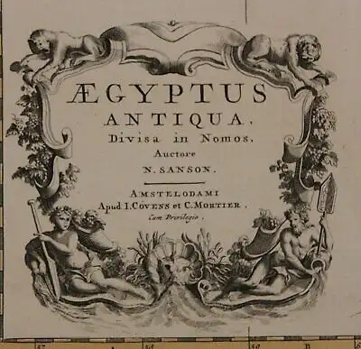 Orig. grenzkol. Kupferstichkarte von Sanson bei Covens "Aegyptus Antiqua" sf