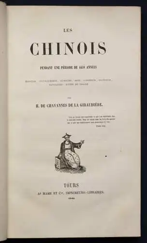 Giraudiere Les Chinois  - Geschichte China Prachteinband - 1845 Tafeln top sf